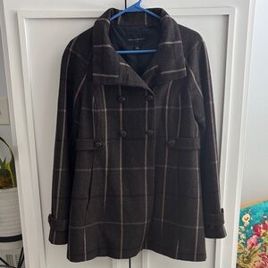 Banana Republic Brown Plaid Pea Coat Medium